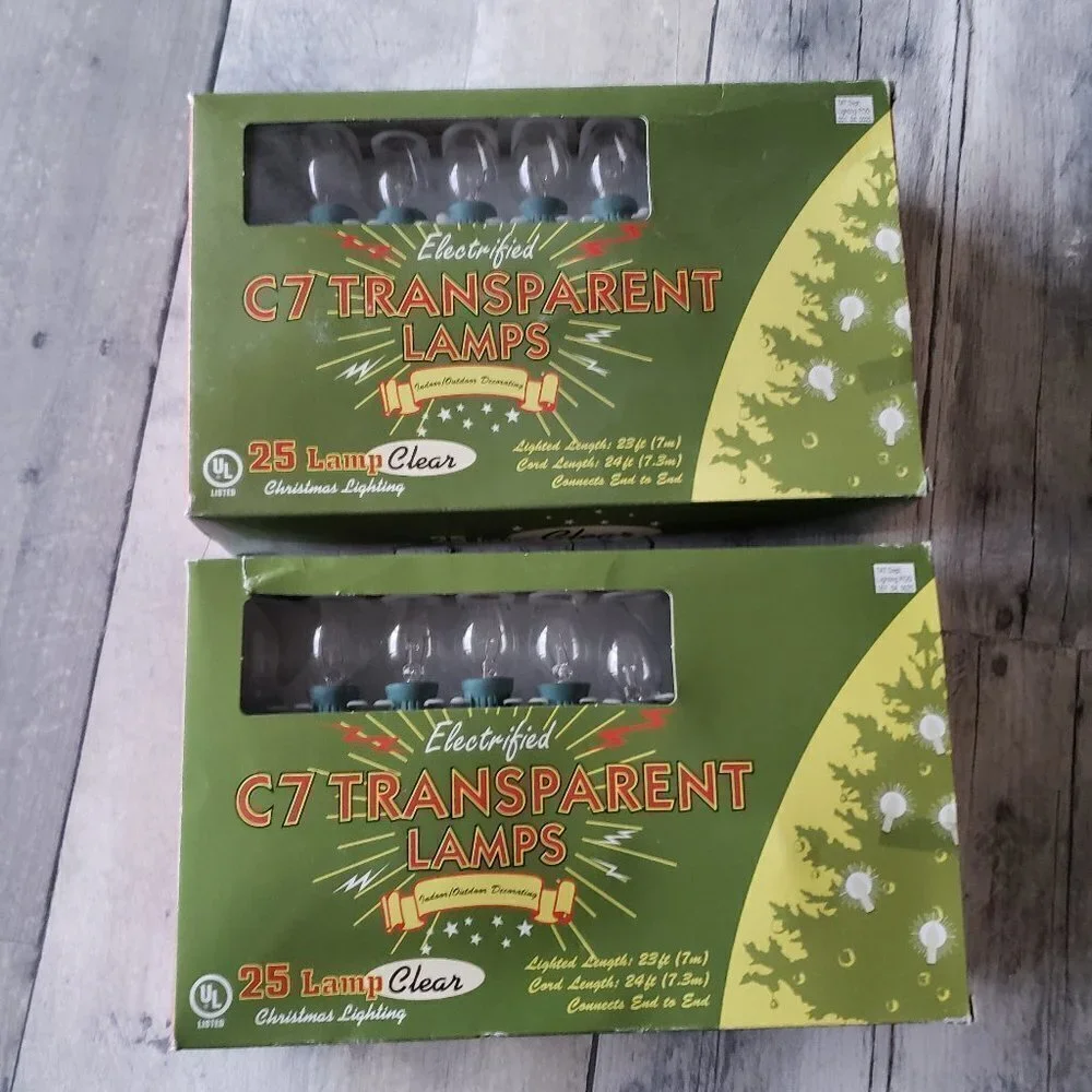 (set of 2) C7 Clear Indoor/Outdoor Lights (25 per pack)